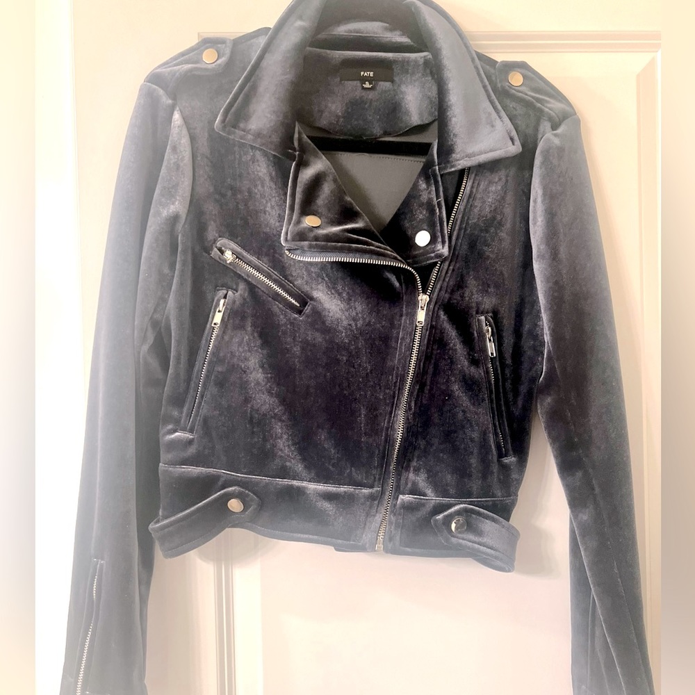 Blue velour Motor Jacket